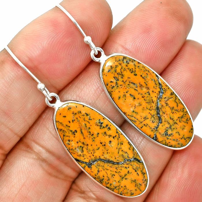 Honey Dendritic Opal Earrings SDE84829 E-1001, 13x30 mm