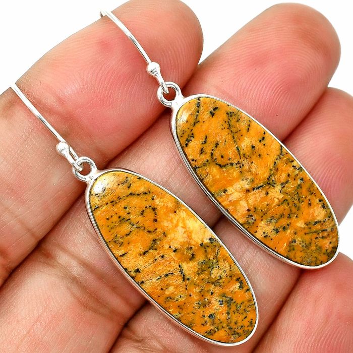 Honey Dendritic Opal Earrings SDE84886 E-1001, 12x31 mm