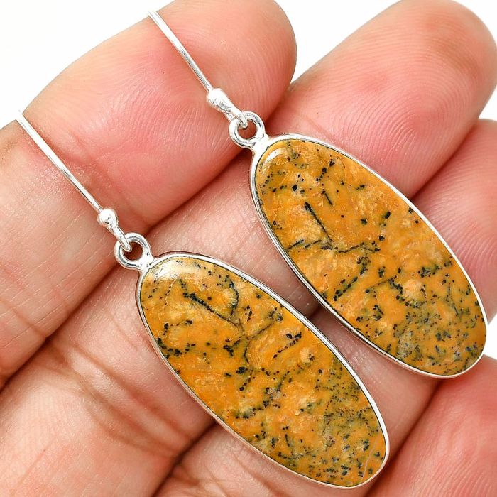 Honey Dendritic Opal Earrings SDE84904 E-1001, 13x30 mm