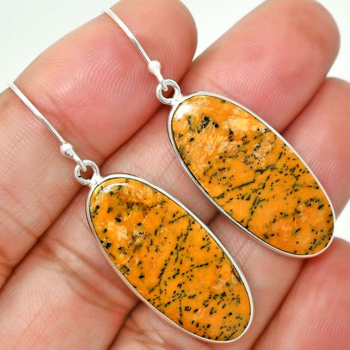 Honey Dendritic Opal Earrings SDE84907 E-1001, 13x30 mm