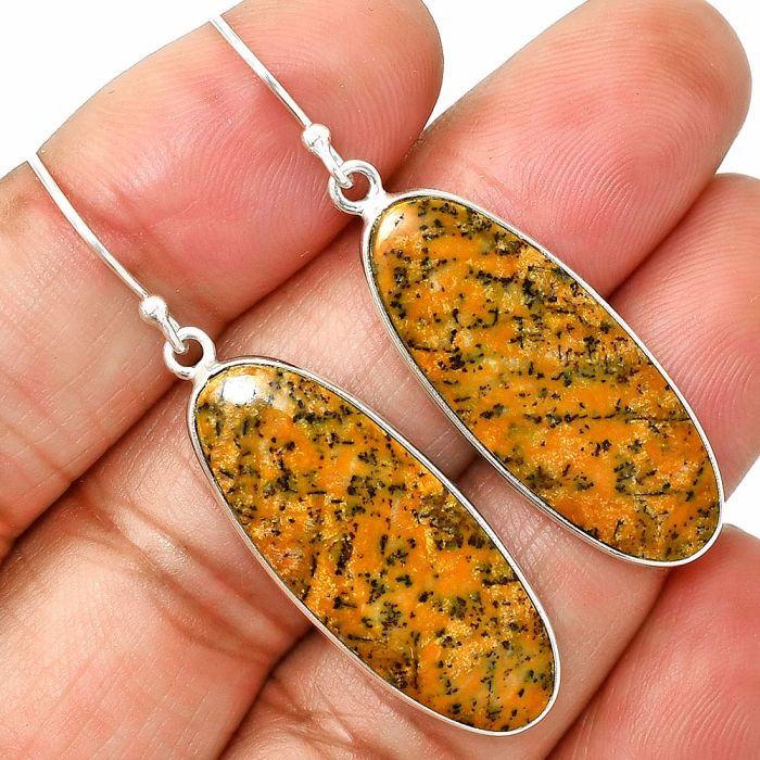 Honey Dendritic Opal Earrings SDE84917 E-1001, 12x31 mm