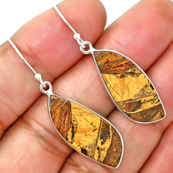 Picture Jasper Earrings SDE84924 E-1001, 11x27 mm