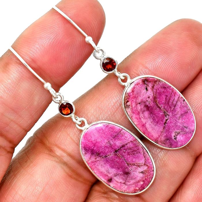 Pink Cobalt and Garnet Earrings SDE85155 E-1002, 14x22 mm