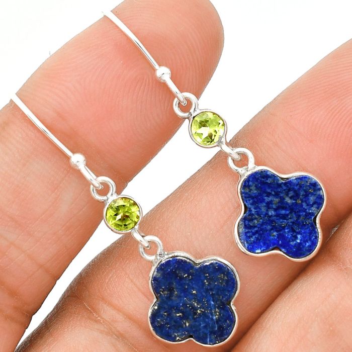 Lapis Lazuli and Peridot Earrings SDE85220 E-1006, 10x10 mm