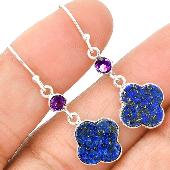 Lapis Lazuli and Amethyst Earrings SDE85226 E-1006, 10x10 mm