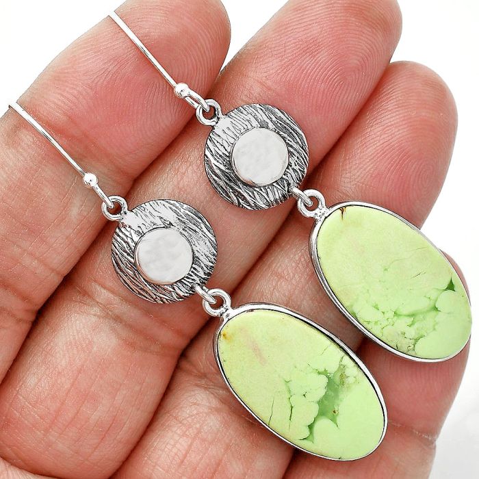 Lemon Chrysoprase Earrings SDE85232 E-1077, 14x24 mm