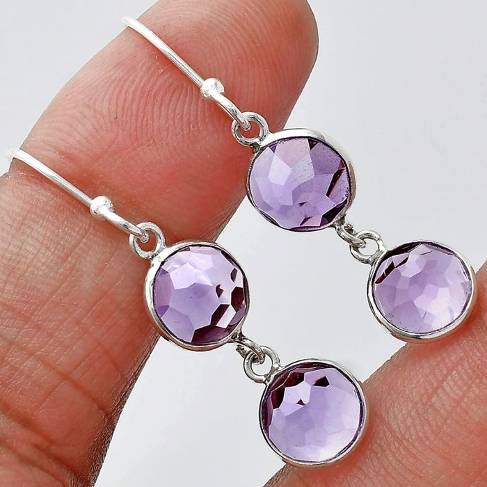 Amethyst Checker Earrings SDE85297 E-1006, 8x8 mm