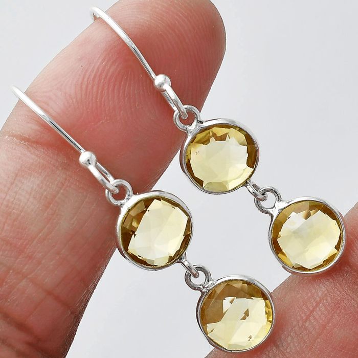 Citrine Checker Briolette Earrings SDE85323 E-1006, 8x8 mm