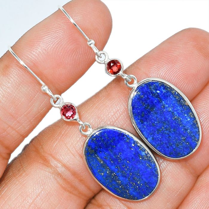 Lapis Lazuli and Garnet Earrings SDE85412 E-1002, 14x21 mm