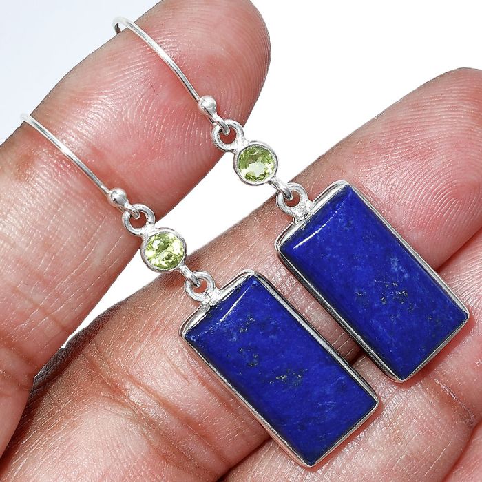 Lapis Lazuli and Peridot Earrings SDE85609 E-1002, 10x19 mm