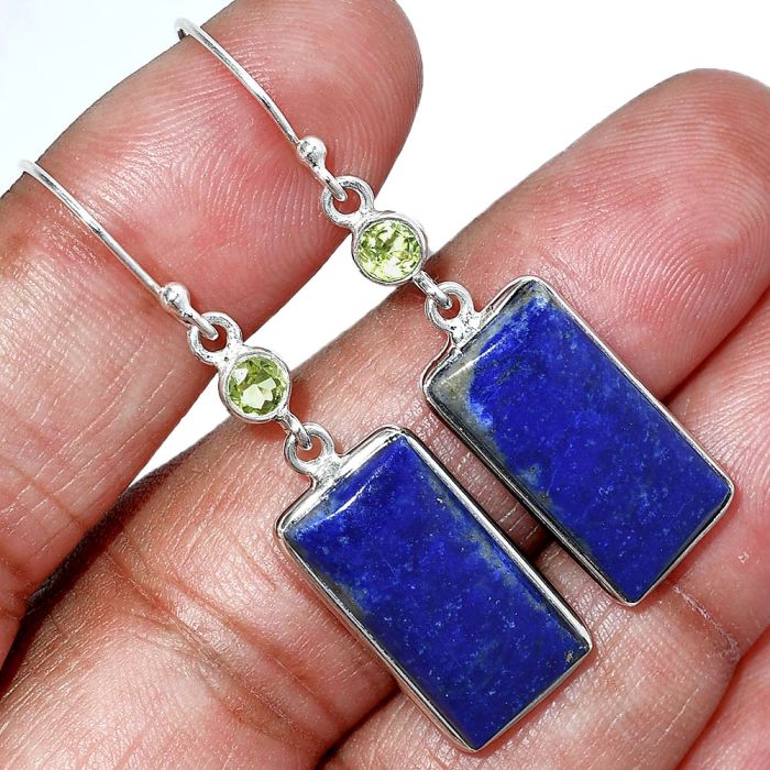 Lapis Lazuli and Peridot Earrings SDE85616 E-1002, 10x20 mm