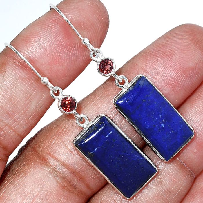 Lapis Lazuli and Garnet Earrings SDE85619 E-1002, 10x20 mm