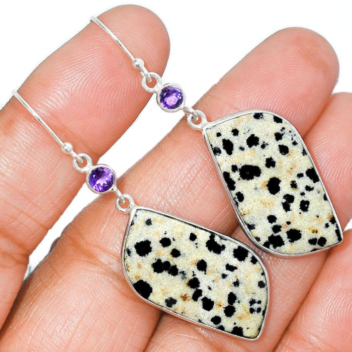 Dalmatian and Amethyst Earrings SDE85647 E-1002, 15x29 mm