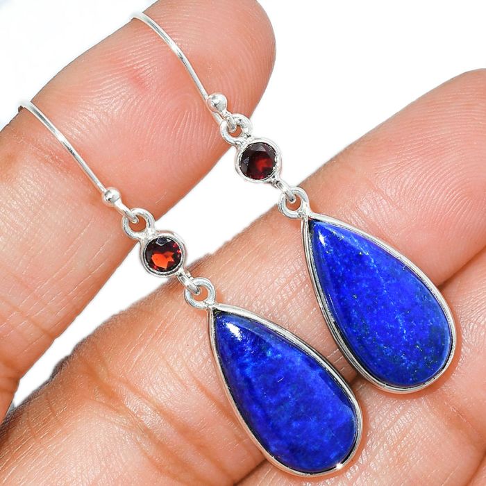Lapis Lazuli and Garnet Earrings SDE85687 E-1002, 10x20 mm