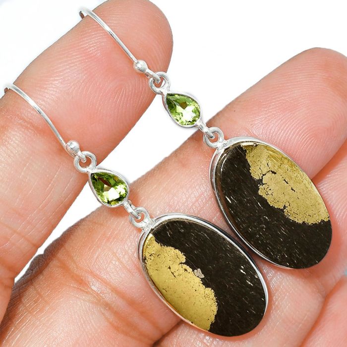 Apache Gold Healer's Gold and Peridot Earrings SDE85721 E-1002, 13x23 mm