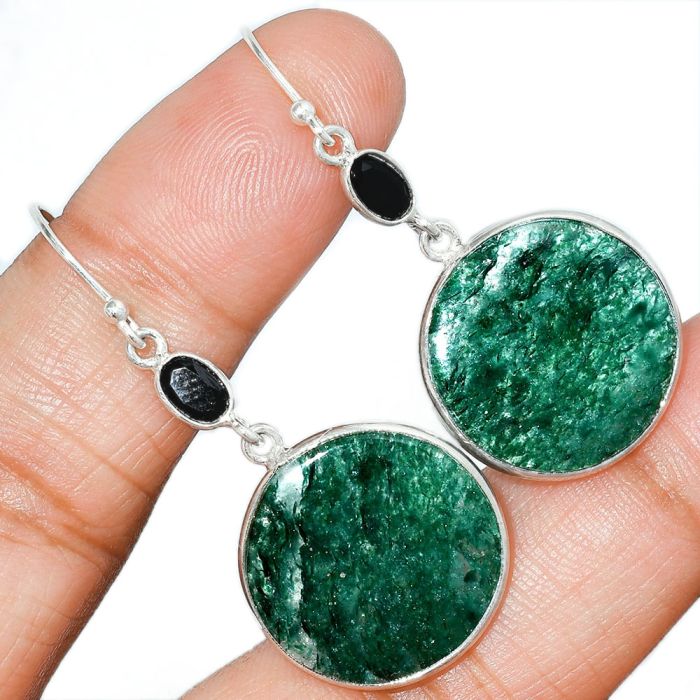 Green Aventurine and Black Onyx Earrings SDE85739 E-1002, 20x20 mm