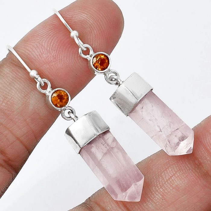 Point - Rose Quartz and Mandarin Citrine Earrings SDE86022 E-1135, 7x18 mm