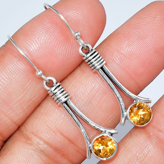 Citrine Earrings SDE86048 E-1046, 6x6 mm