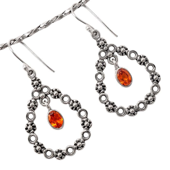 Lab Created Padparadscha Sapphire Earrings SDE86063 E-1175, 5x7 mm