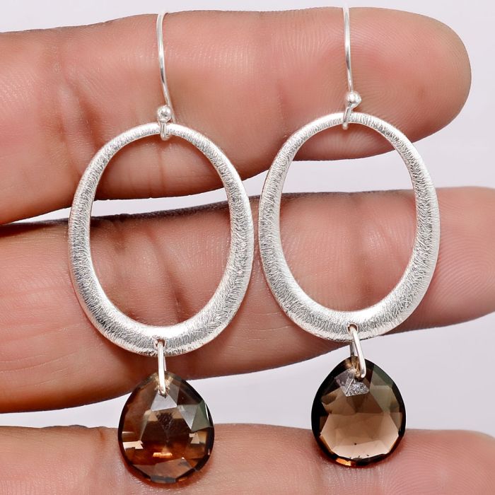 Smoky Quartz Earrings SDE86153 E-1193, 12x14 mm