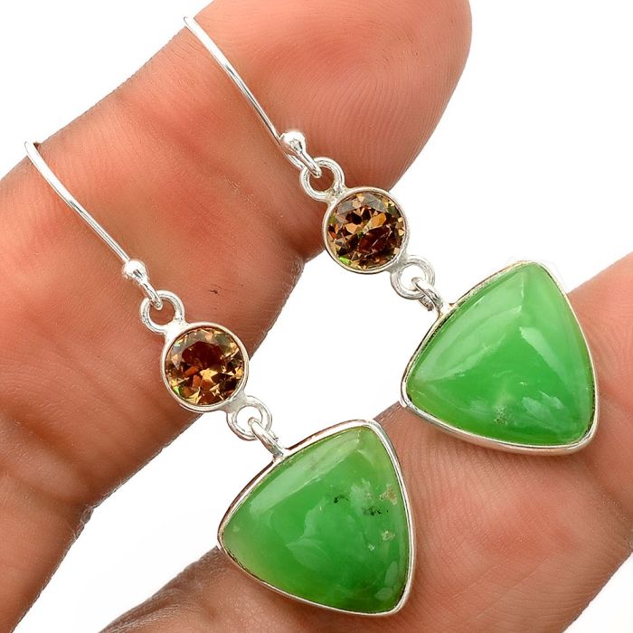 Chrysoprase and Zandrite Color Change Earrings SDE86165 E-1002, 13x13 mm