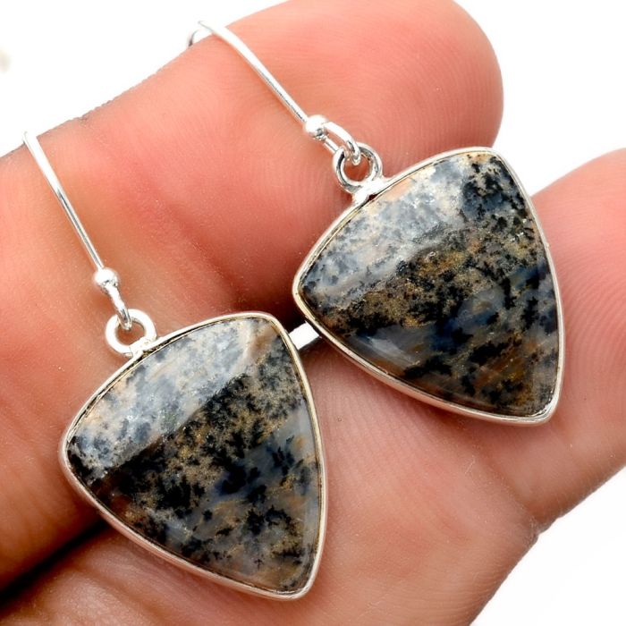 Russian Honey Dendrite Opal Earrings SDE86251 E-1001, 16x17 mm