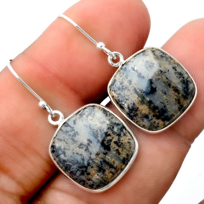 Russian Honey Dendrite Opal Earrings SDE86252 E-1001, 16x16 mm