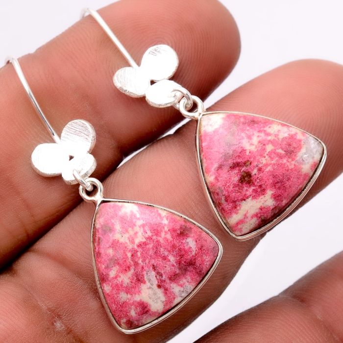 Pink Thulite Earrings SDE86270 E-1094, 16x16 mm