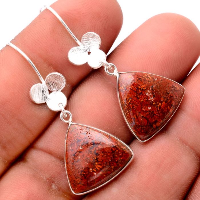 Red Moss Agate Earrings SDE86271 E-1094, 16x16 mm