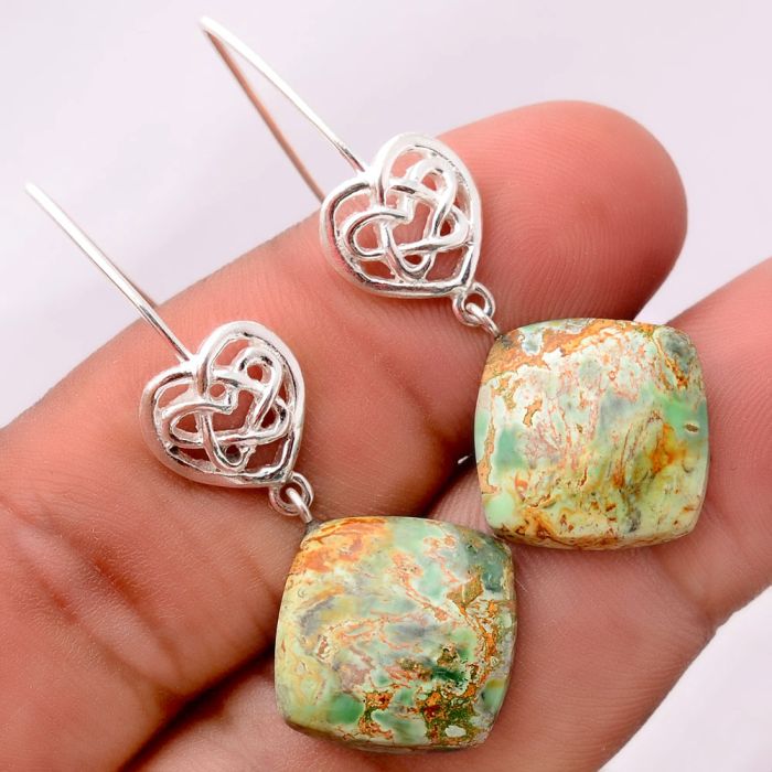 Australian Variscite Earrings SDE86317 E-1213, 15x15 mm