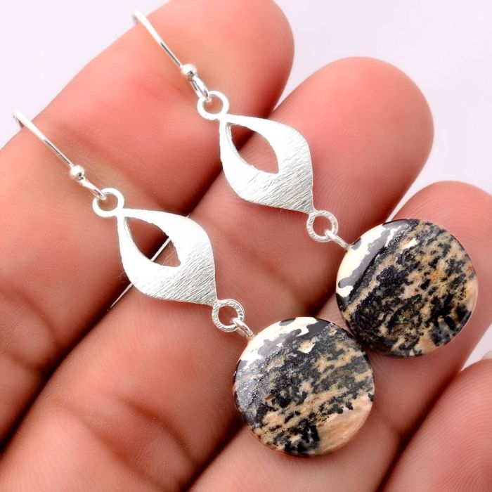 Russian Honey Dendrite Opal Earrings SDE86335 E-1094, 15x15 mm