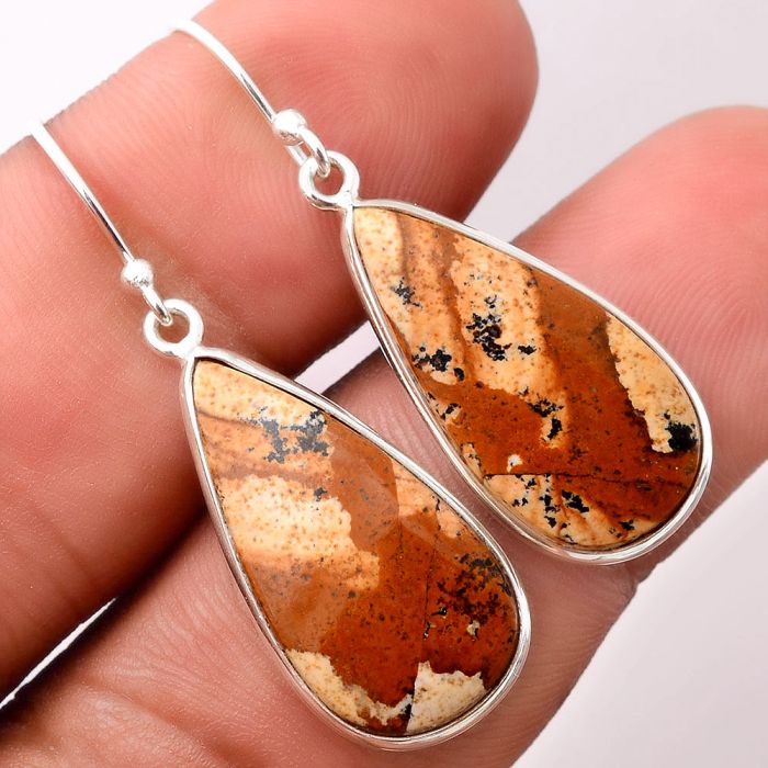 Picture Jasper Earrings SDE86356 E-1001, 12x24 mm