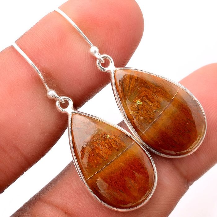 Red Moss Agate Earrings SDE86441 E-1001, 14x23 mm