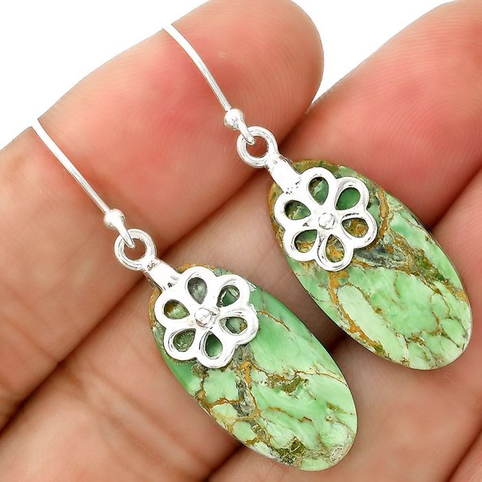 Australian Variscite Earrings SDE86504 E-1137, 12x24 mm