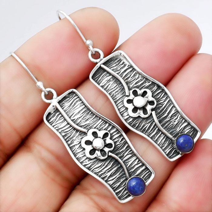 Lapis Lazuli Earrings SDE86576 E-1179, 4x4 mm