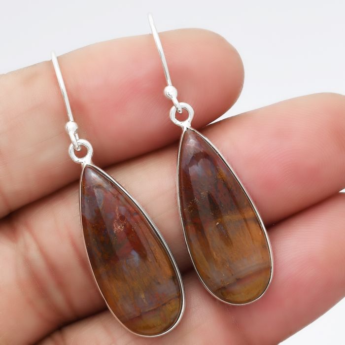 Red Moss Agate Earrings SDE86622 E-1001, 11x26 mm