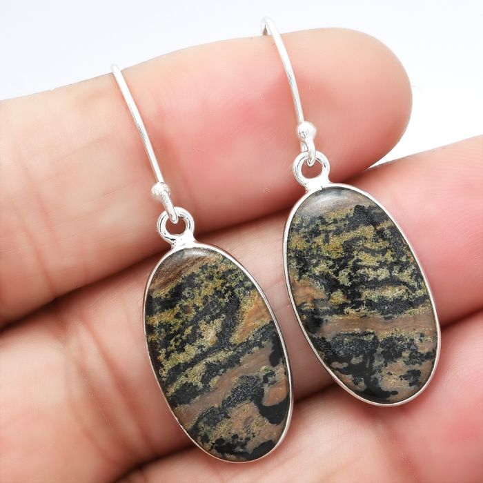 Russian Honey Dendrite Opal Earrings SDE86625 E-1001, 12x21 mm