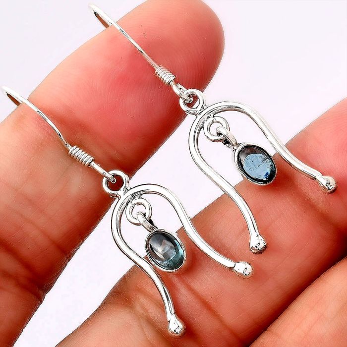 Lab Created London Blue Topaz Earrings SDE86745 E-1041, 4x6 mm