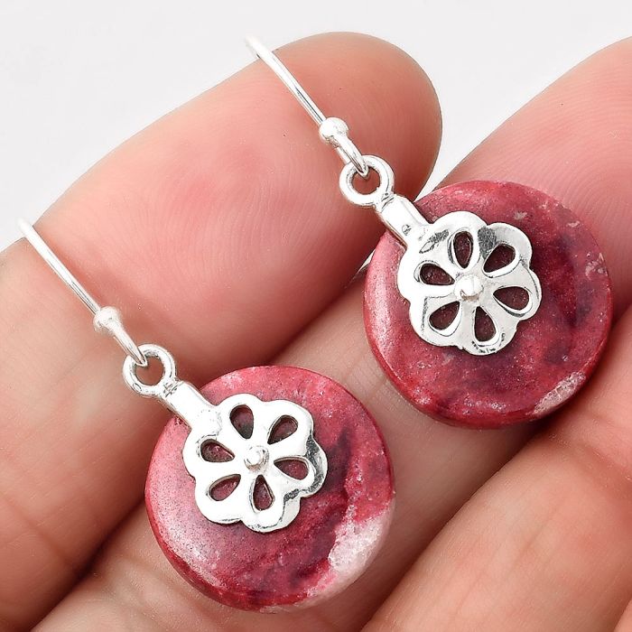 Pink Thulite Earrings SDE86878 E-1137, 16x16 mm