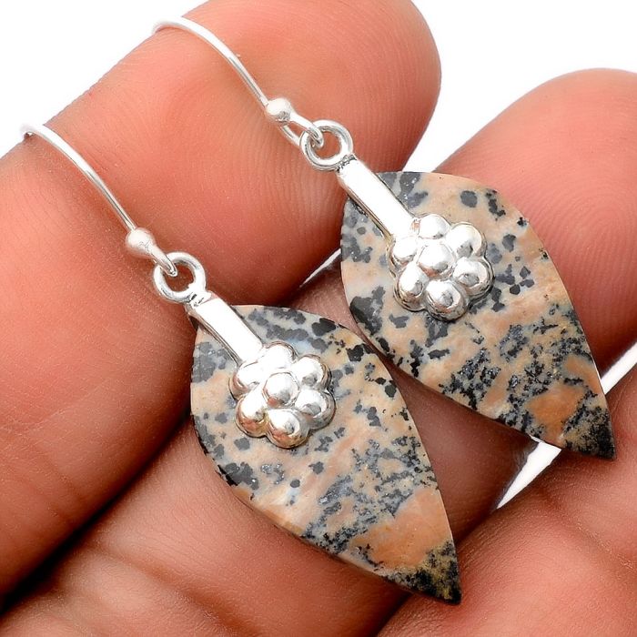 Russian Honey Dendrite Opal Earrings SDE86905 E-1137, 13x25 mm