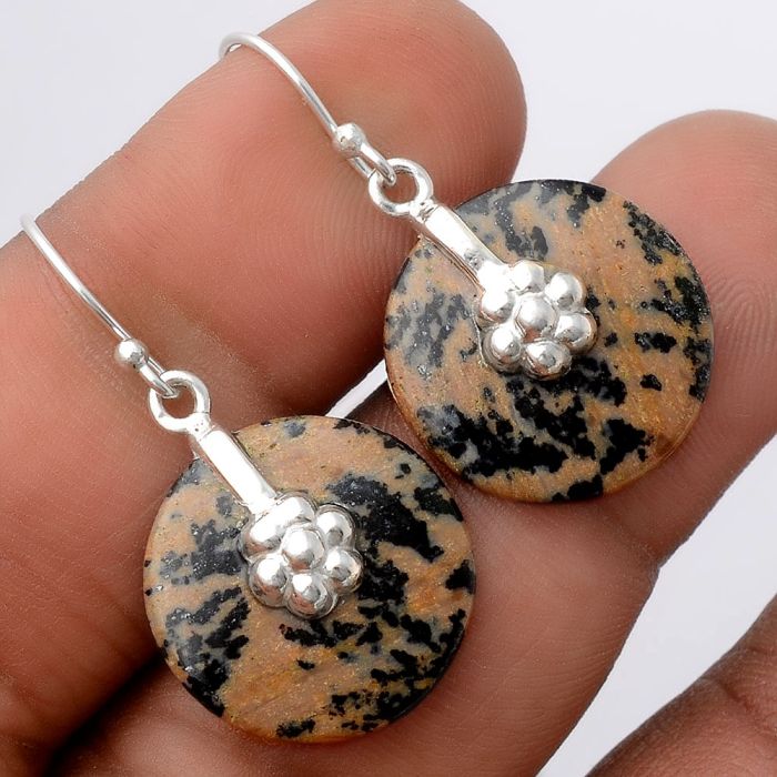 Russian Honey Dendrite Opal Earrings SDE86907 E-1137, 18x18 mm