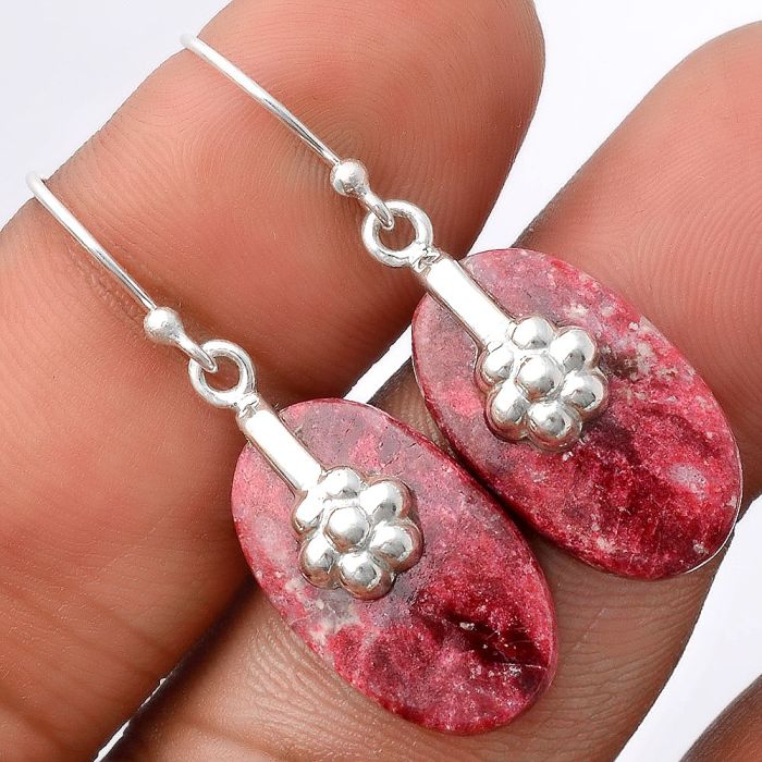 Pink Thulite Earrings SDE86913 E-1137, 12x20 mm