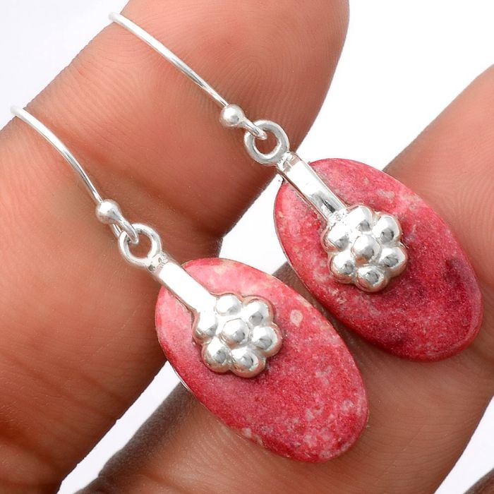 Pink Thulite Earrings SDE86915 E-1137, 12x20 mm