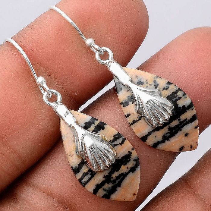 Russian Honey Dendrite Opal Earrings SDE86963 E-1137, 12x22 mm