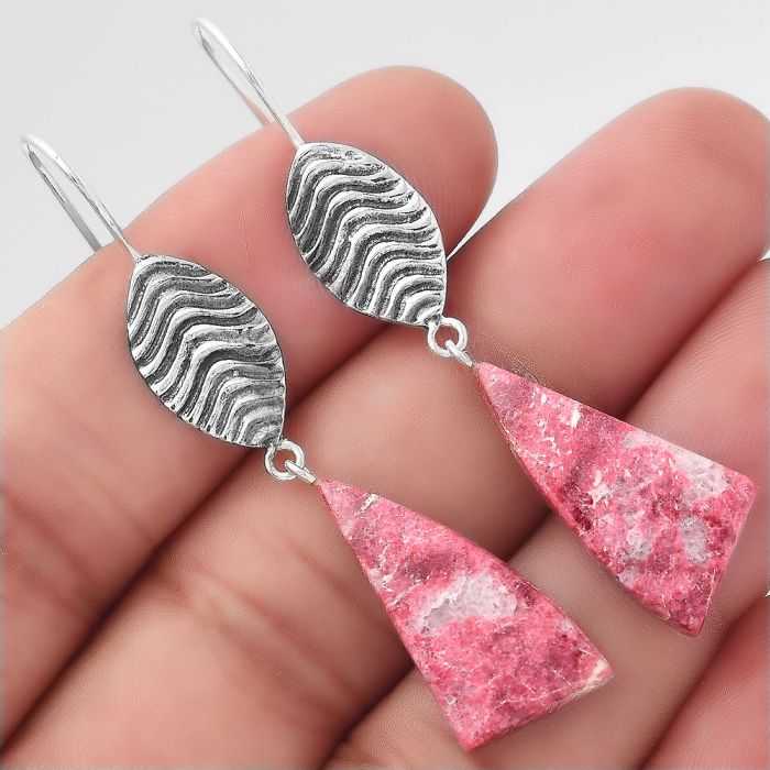 Pink Thulite Earrings SDE87046 E-1203, 12x24 mm