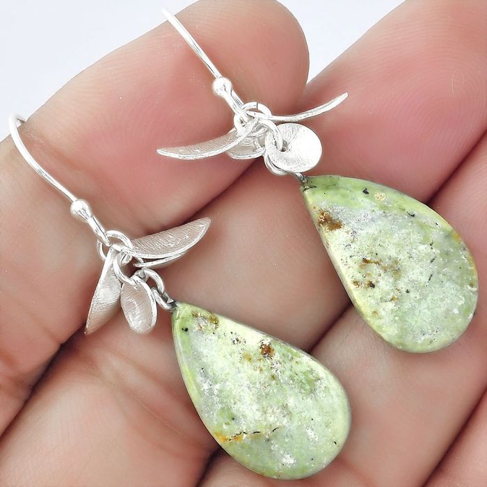 Chrome Chalcedony Earrings SDE87089 E-1165, 12x21 mm