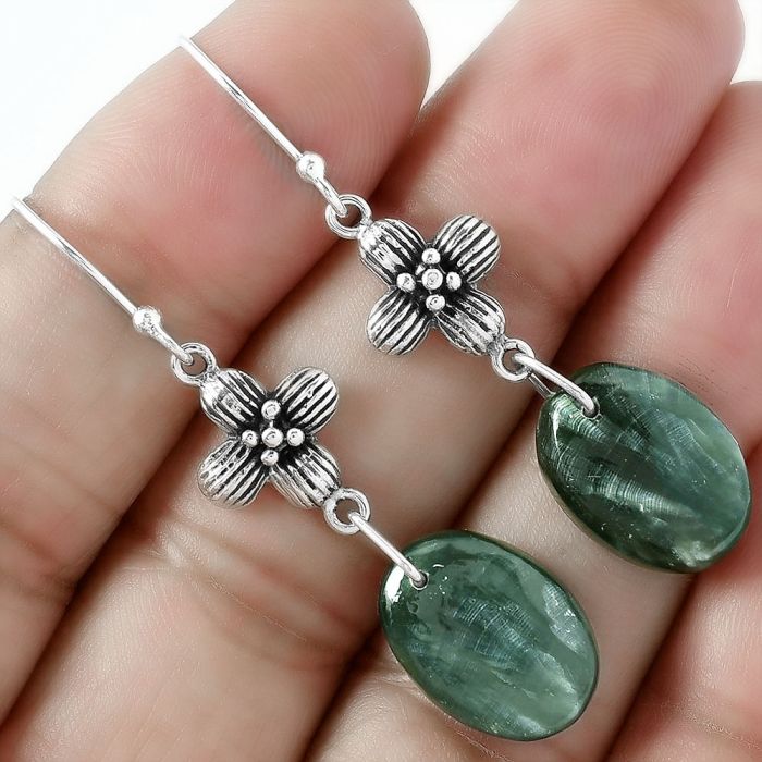 Russian Seraphinite Earrings SDE87119 E-1237, 11x16 mm