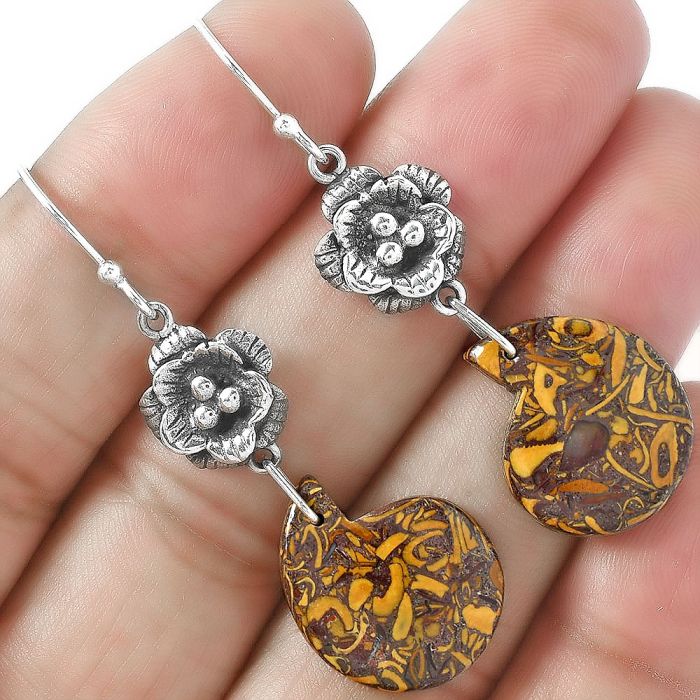 Coquina Fossil Jasper Earrings SDE87142 E-1237, 15x19 mm