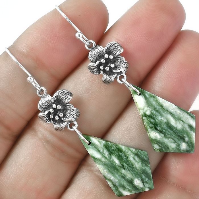 Dioptase Earrings SDE87173 E-1237, 15x25 mm