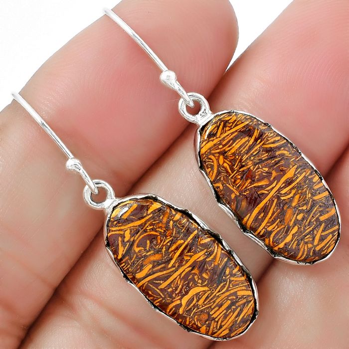 Coquina Fossil Jasper Earrings SDE87416 E-1113, 10x20 mm